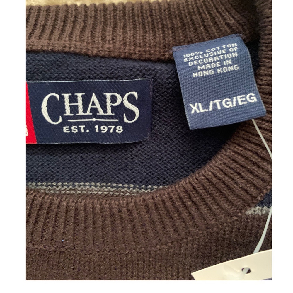 Men’s CHAPS stripe sweater NWT - Picture 2 of 2